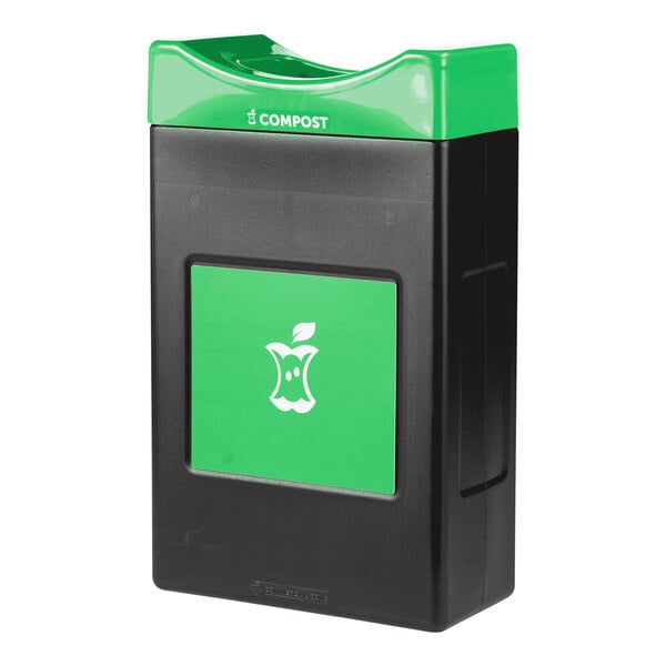 A black and green rectangular Commercial Zone Avante compost bin with a green logo.