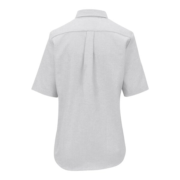 The back of a light gray short sleeve Edwards oxford dress shirt.