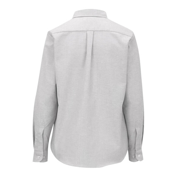 A light gray long sleeve women's oxford dress shirt in size XL, shown from the back.