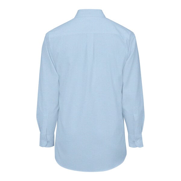 The back of a light blue Edwards Oxford dress shirt.