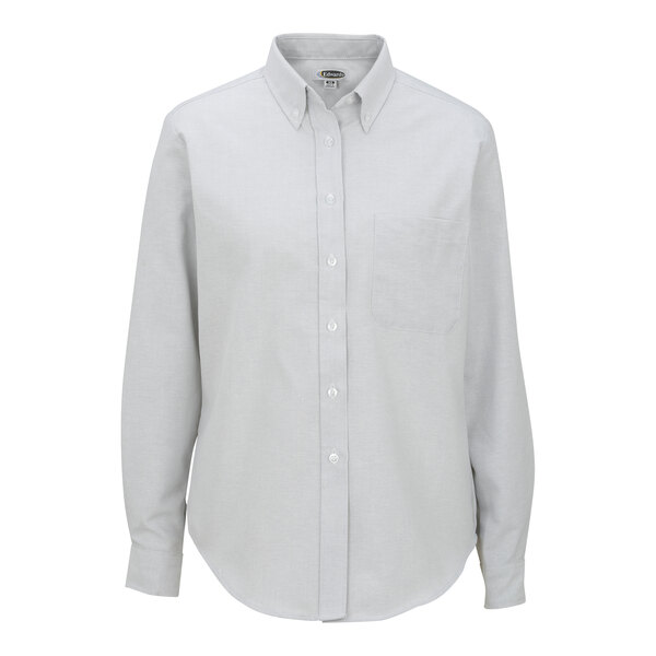 A women's light gray Edwards long sleeve dress shirt.