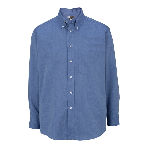 A Edwards Men's French Blue long sleeve button-up Oxford dress shirt.