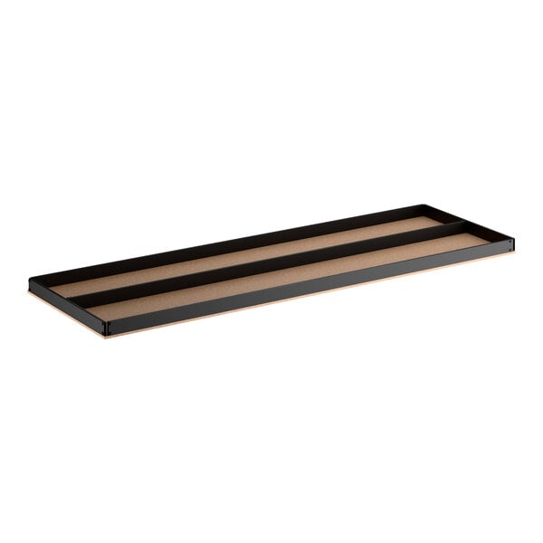 A rectangular black heavy-duty particleboard shelf designed for use with boltless shelving units.