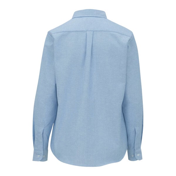 A back view of a light blue Edwards women's long sleeve Oxford dress shirt.