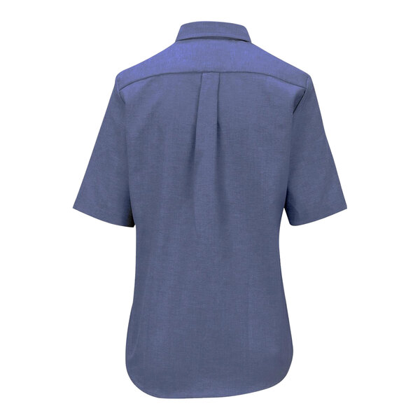 A back view of a Edwards Women's French Blue short sleeve dress shirt.