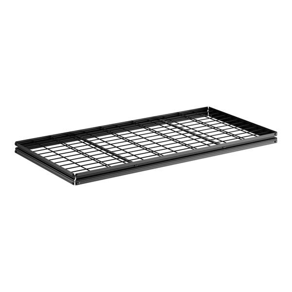 A black wire shelf designed for 24" x 48" boltless shelving units.