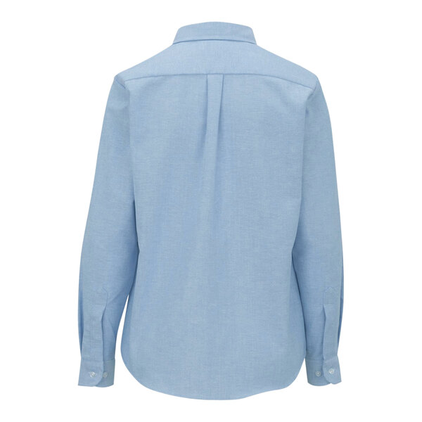 A back view of a light blue Edwards women's long sleeve Oxford dress shirt.