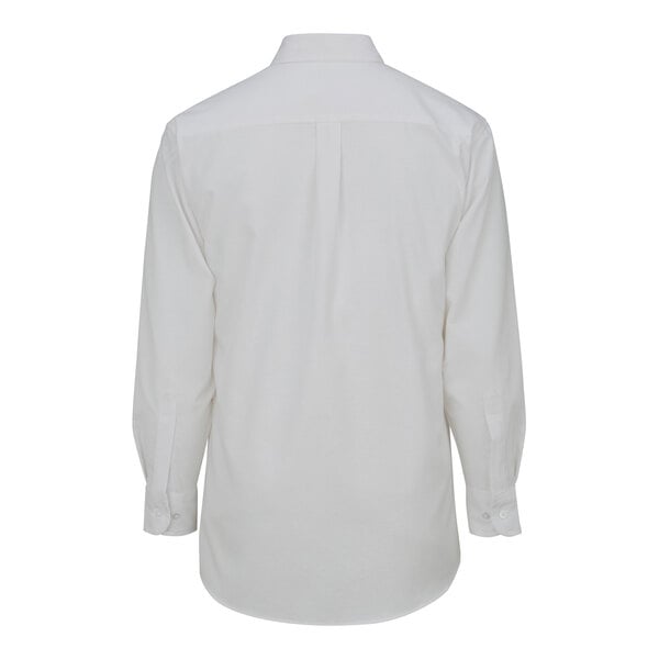 A white Edwards Oxford dress shirt with long sleeves and buttons.