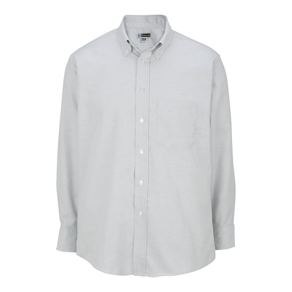 A light gray Edwards men's long sleeve dress shirt with a button down collar.