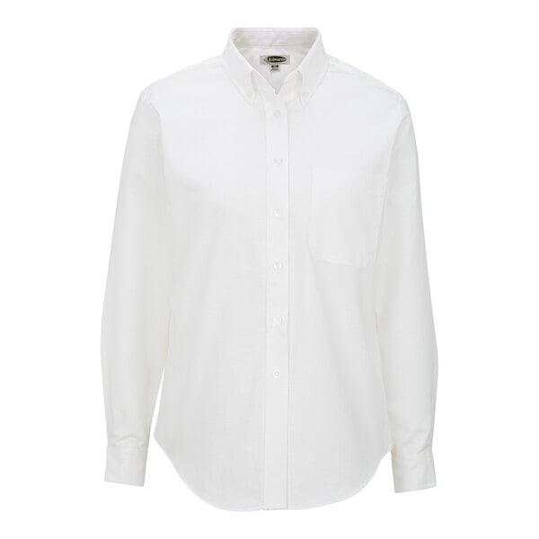 A close up of a white Edwards long sleeve button-up dress shirt.