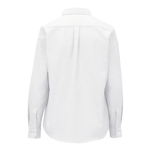 A white Edwards long sleeve Oxford dress shirt with buttons.