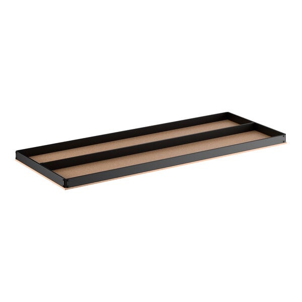A set of four black heavy-duty particleboard shelves designed for 24" x 60" boltless shelving units.
