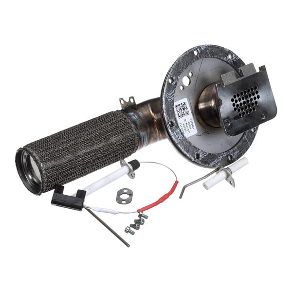 A metal burner pipe for a Rational oven.