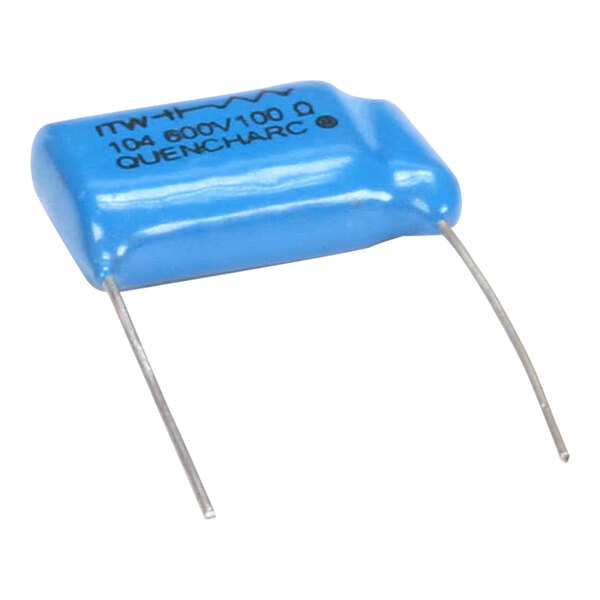 A blue rectangle capacitor with black text.