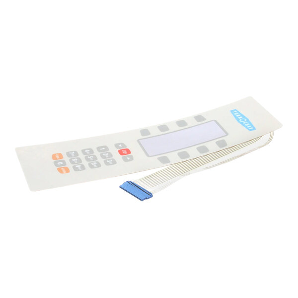 A white rectangular TurboChef keypad with blue and silver buttons.