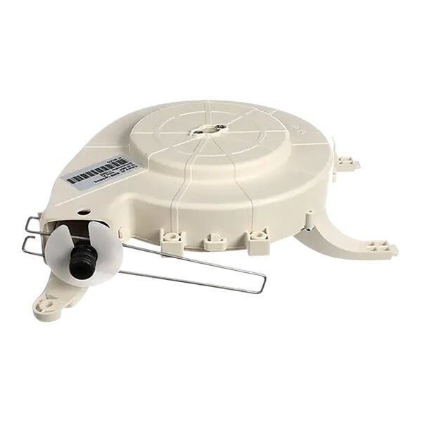 A white plastic Rational hand shower roll guide with a black wire.