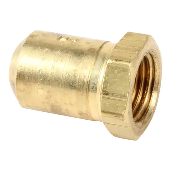 A gold metal Southbend hood orifice with a gold nut.