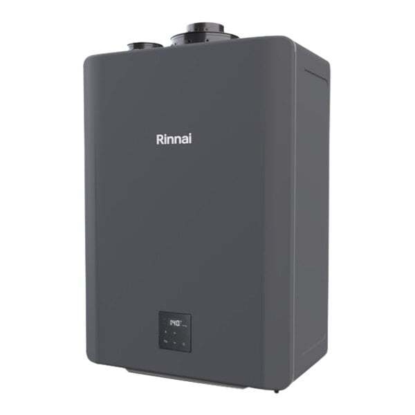 A wall-mounted Rinnai SENSEI CXP160iN tankless water heater designed for indoor or outdoor use.
