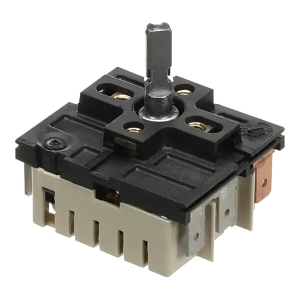 A black and white Wells Infinite Switch with a metal knob.