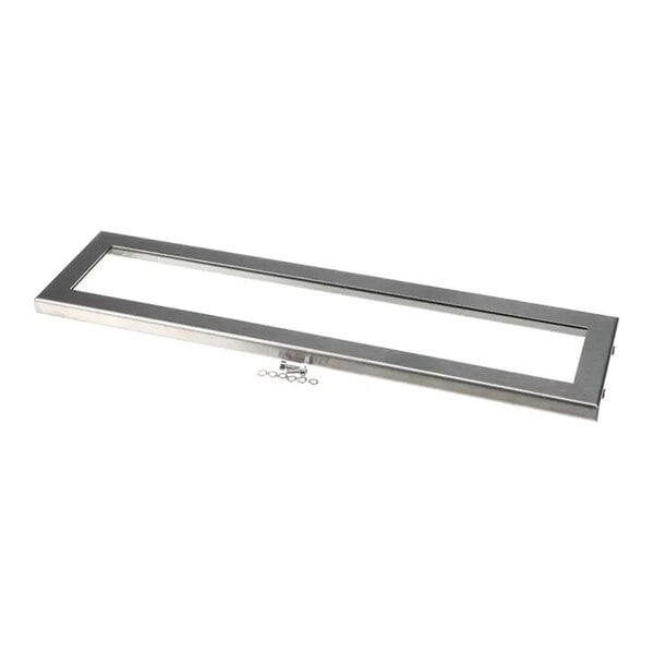 A rectangular metal frame with a clear glass window.