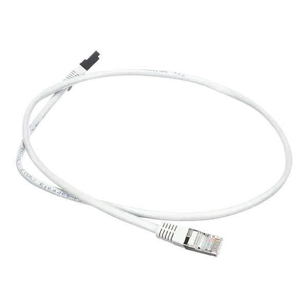 A white bus cable with a black connector.