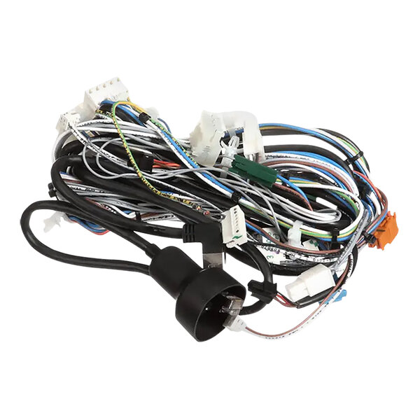 A close-up of a Rational cable control harness with a bunch of wires and plugs.