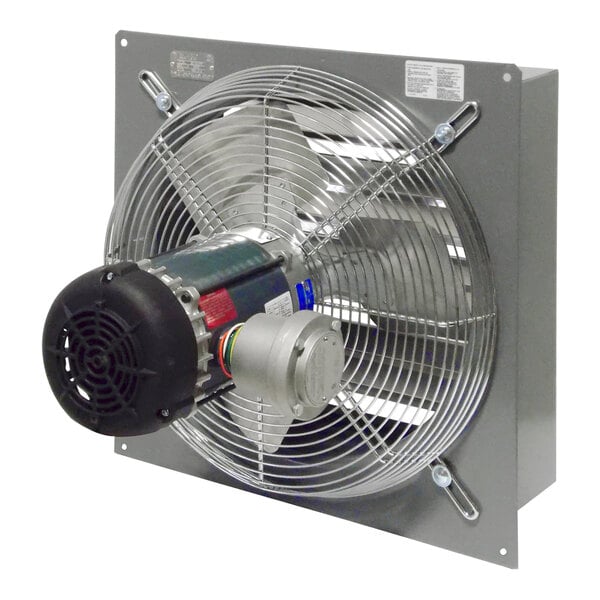 A close-up of the metal fan blade on a Canarm 8'' Explosion Proof Wall Exhaust Fan.