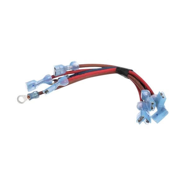 A close-up of a TurboChef heater wire harness with blue and red wires.