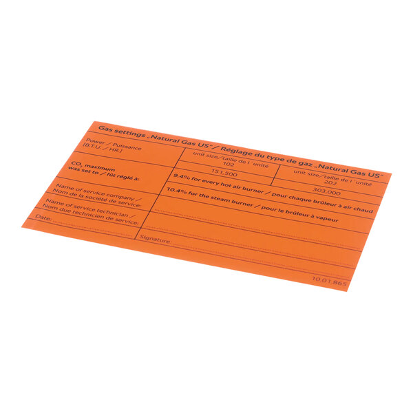 An orange paper with black text that reads "Rational 10.01.865P"