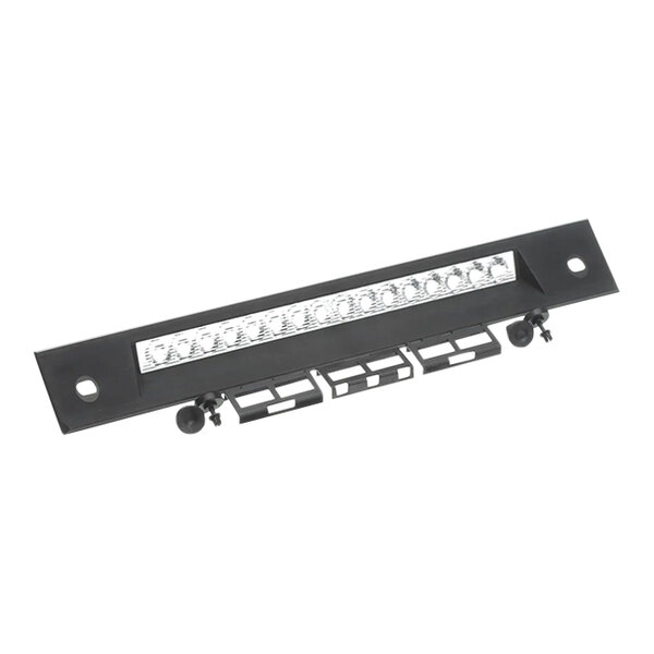 A black rectangular Rational Led Optics fixture with four white lights.