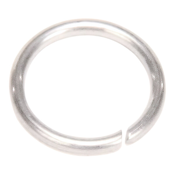 A silver Wells ring thermo spacer with a hole in it.