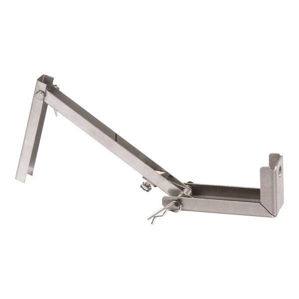 A metal bracket with a clip and a handle on it.