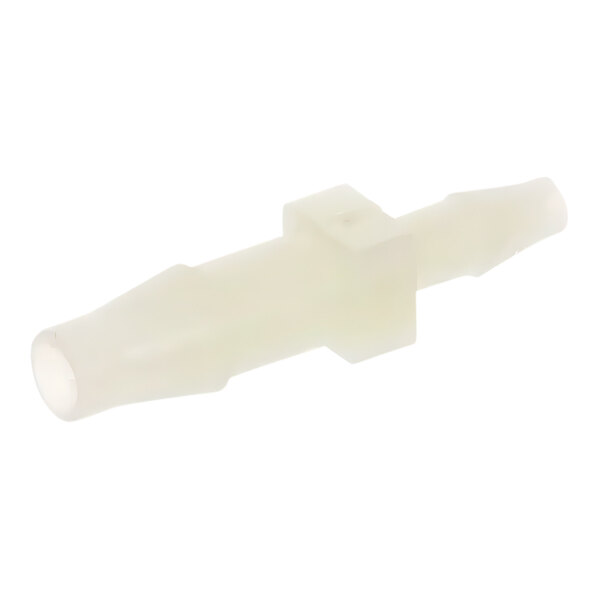 A white plastic connector with a square top on a white background.