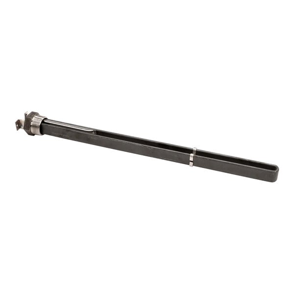 A long black metal rectangular rod with a screw on top.
