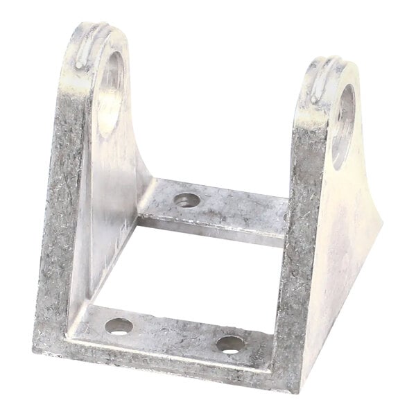 A metal bracket with 4 holes on it.