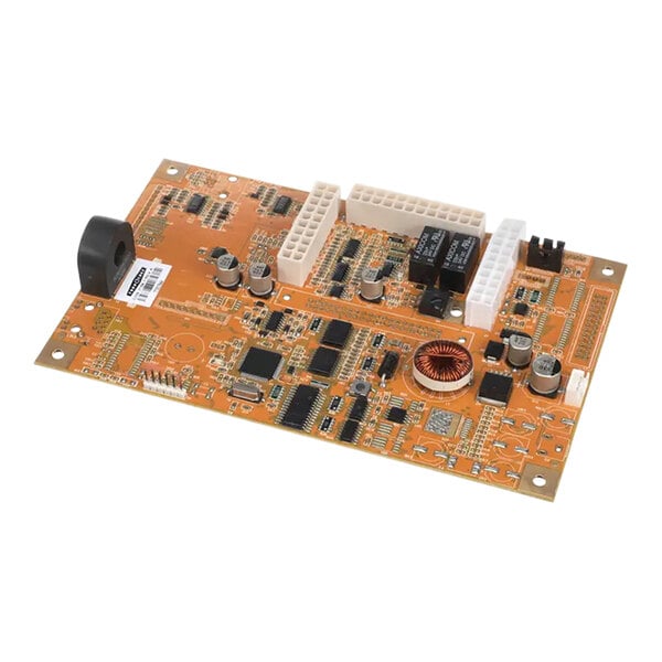 A close-up of a white TurboChef control board with many different components.