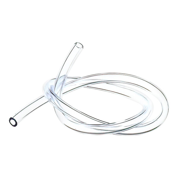 A clear plastic coiled tube with a hole.