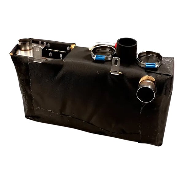 A black insulated bag with metal pipes and a hose.
