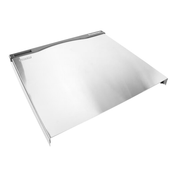 A Scotsman stainless steel front panel with a black handle.