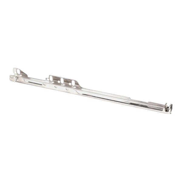 A silver metal Rational positioning support with metal rods and holes.