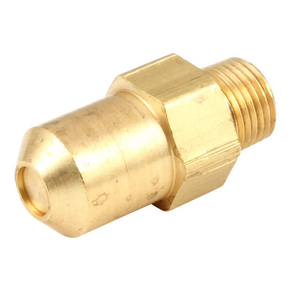 A gold metal piece with a nut.