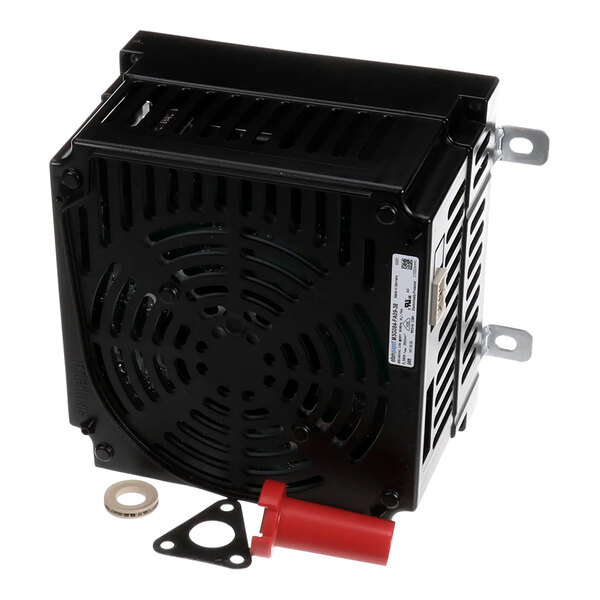 A black Rational fan motor in a black box with metal parts.
