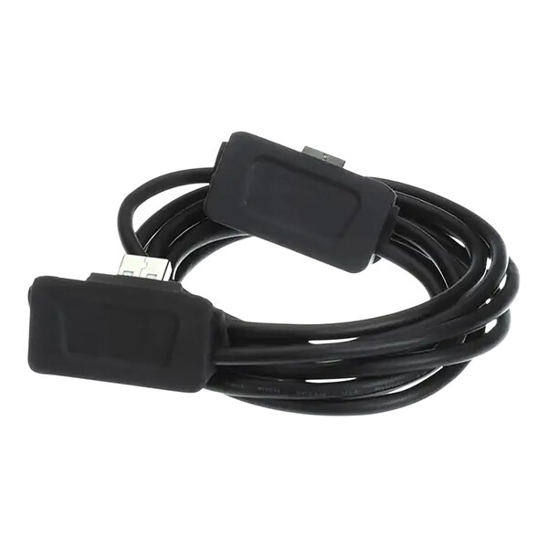 A black Rational Interface cable with two black connectors.