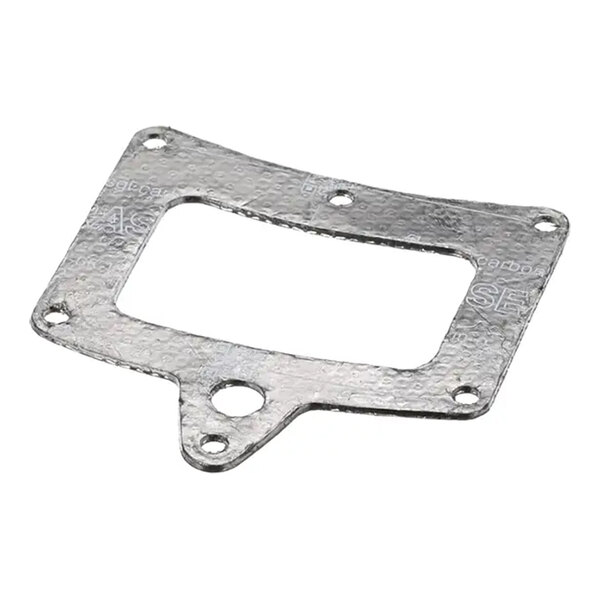 A metal gasket with a hole in it.