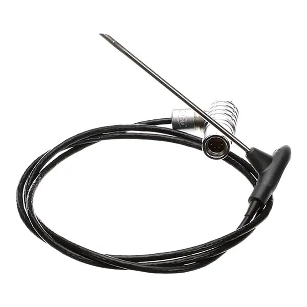 A black Rational meat probe sensor cable with a metal connector and a metal wire.