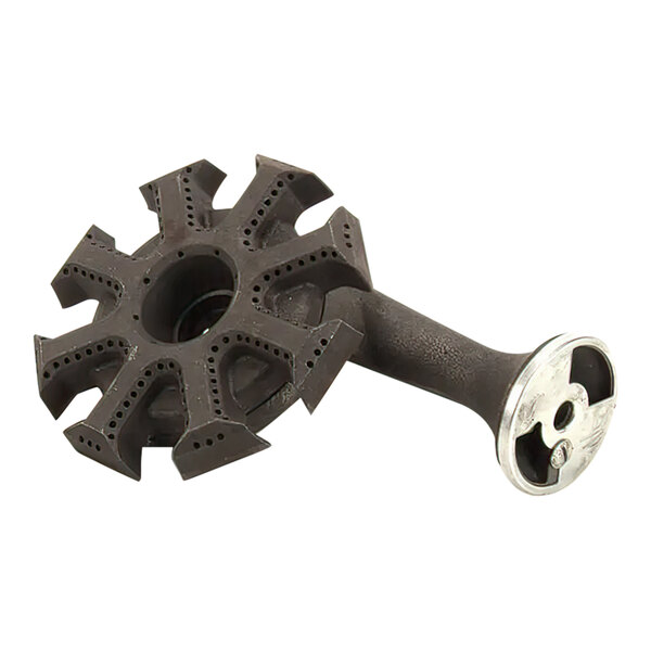 A black metal Southbend Star Burner Assembly with a circular design and holes.