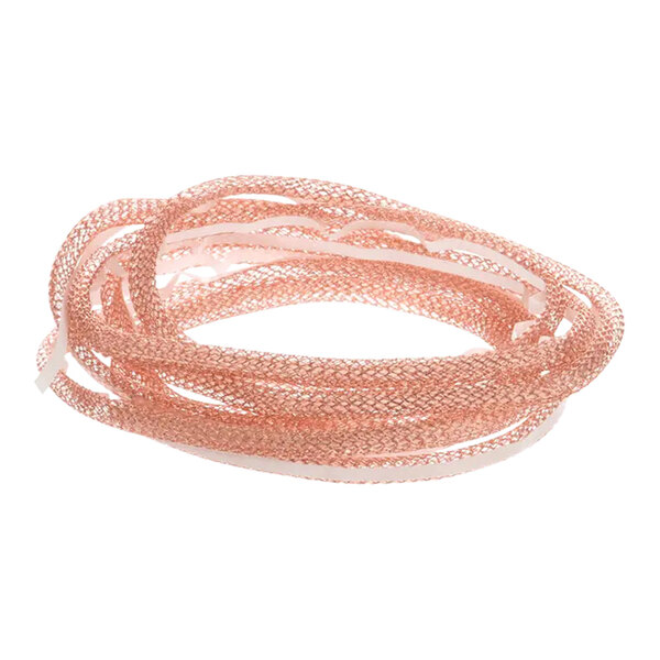 A close-up of a pink and white mesh rope.
