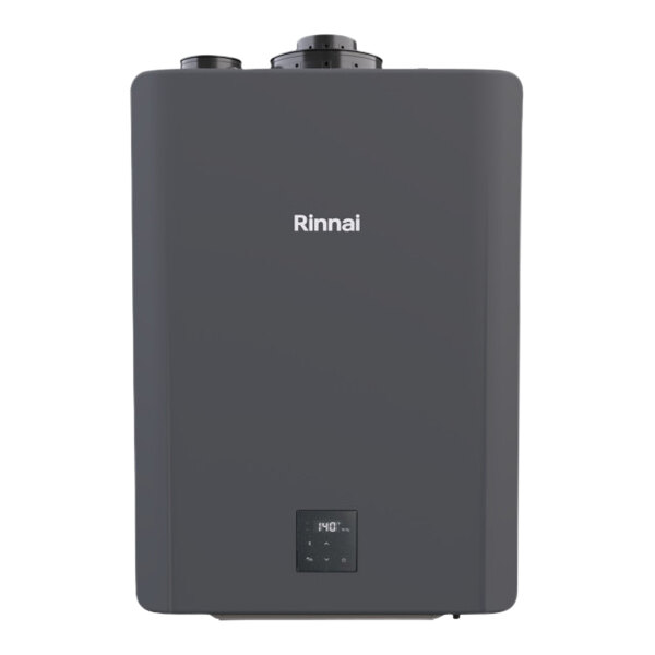 A wall-mounted Rinnai SENSEI CX160iN tankless water heater designed for indoor or outdoor use.