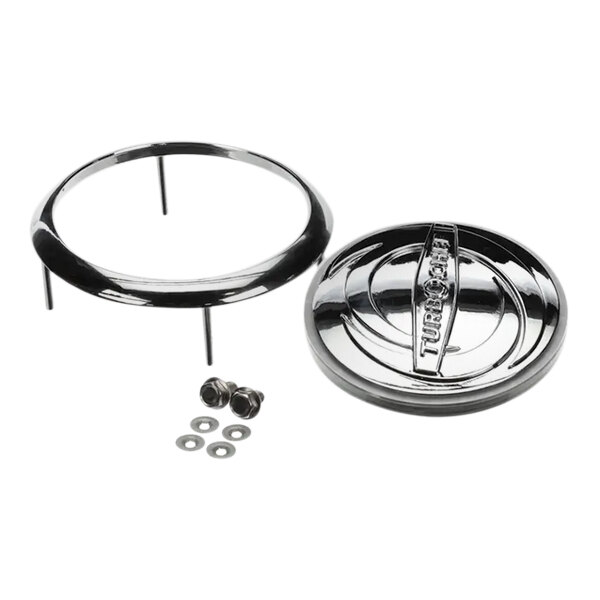 A round metal TurboChef light ring with screws.