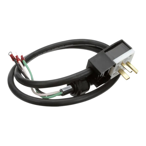 A black TurboChef power cord with a black box on the end and a white plug.